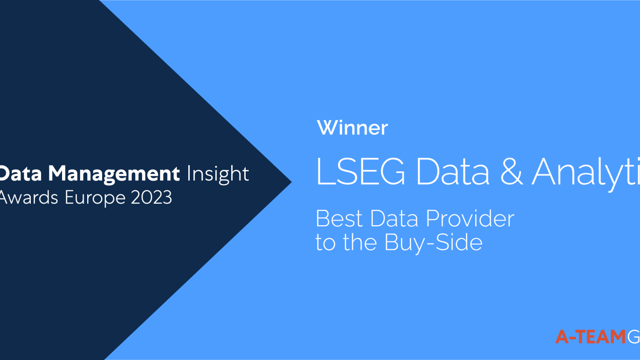 Data Management Insight Awards Europe 2023 Winner LSEG Data & Analytics Best Data Provider to the Buy-Side